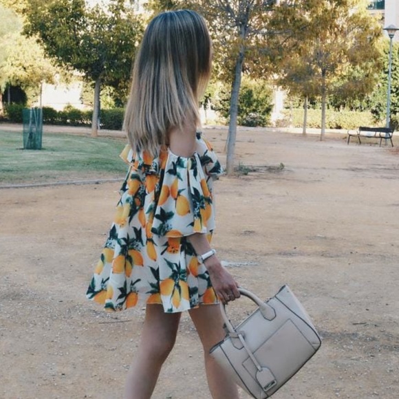 ‼️RESTOCKED‼️🍋 LEMON Print off the shoulder Dress - Picture 8 of 8